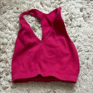 Vibrant Pink Ribbed Crop Top